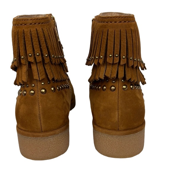 UGGS Ariane Chestnut Nubuck Studded, Fringe, Western Ankle Booties 7 - Picture 10 of 16